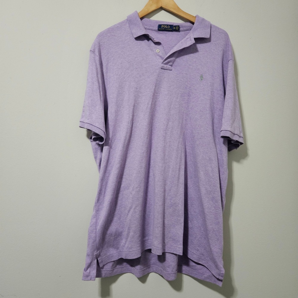 Polo Ralph Lauren Mens XL Purple Heathered Cotton Short Sleeve Polo Shirt Pony